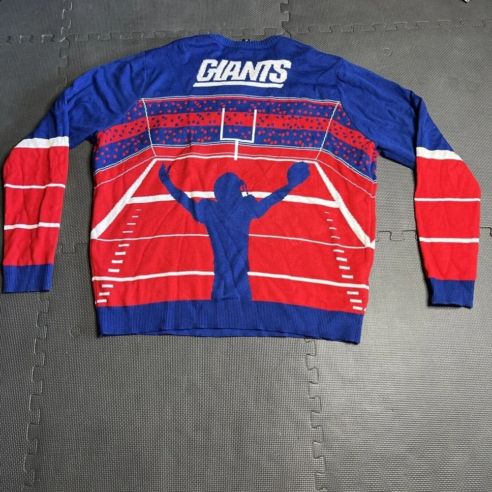 New York Giants NFL Sweater Sz XXL 2XL LED Light Up Christmas Ugly Pullover‎